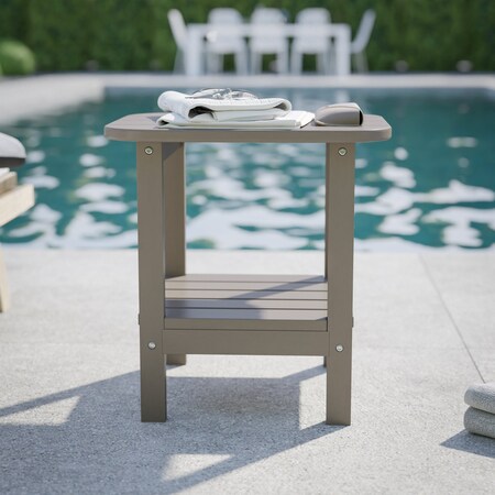 Flash Furniture Brown 2 Tier Adirondack Style Patio Side Table LE-HMP-1035-1517H-BR-GG